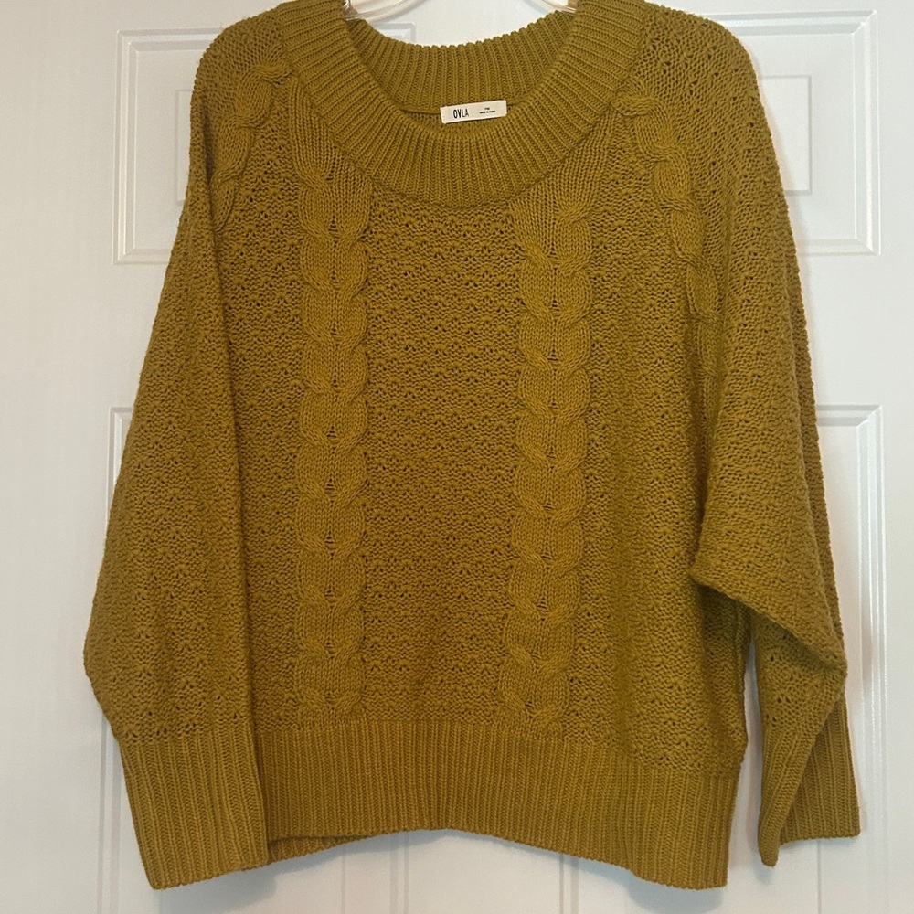 OVLA Cable Knit Sweater Mustard PM BOXY Oversized Casual Career Modern
